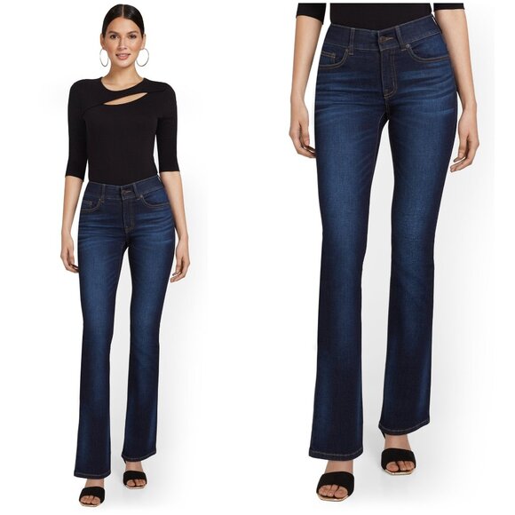 New York & Co Petite Mya Curvy Sculpting Bootcut Jeans, Blue, 14 P - Picture 1 of 7